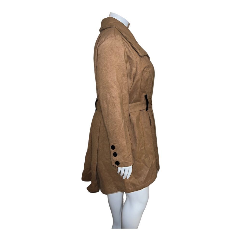 Madden Girl Juniors Drama Belted Skirted Camel Coat Plus Size 3X NWT - Picture 5 of 9